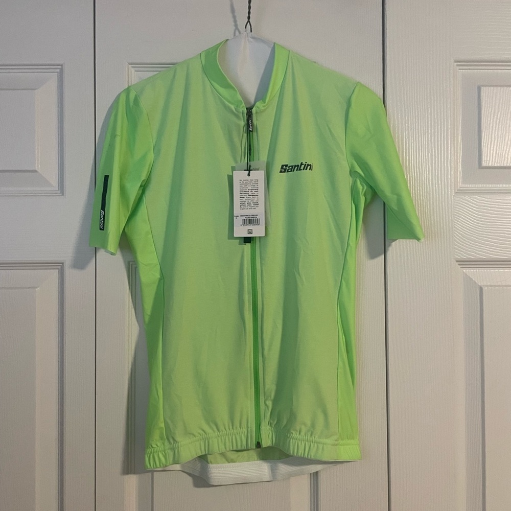 Santini Color Puro Neon Green “Flou Green” Cycling Jersey Unisex Medium Slim Fit